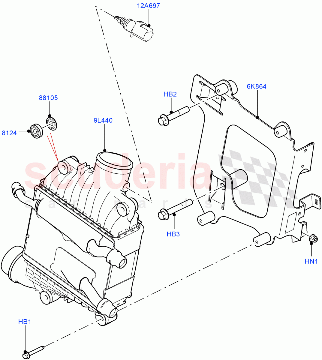 Intercooler/Air Ducts And Hoses(Solihull Plant Build)(2.0L I4 DSL HIGH DOHC AJ200,2.0L I4 DSL MID DOHC AJ200)((V)FROMHA000001) of Land Rover Land Rover Range Rover Sport (2014+) [2.0 Turbo Diesel]