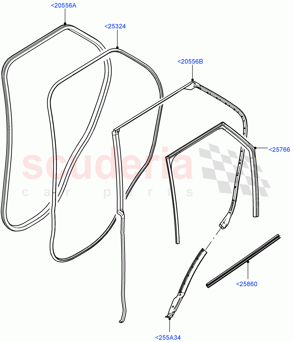Rear Doors, Hinges & Weatherstrips(Solihull Plant Build, Weatherstrips And Seals)((V)FROMHA000001) of Land Rover Land Rover Discovery 5 (2017+) [3.0 I6 Turbo Petrol AJ20P6]