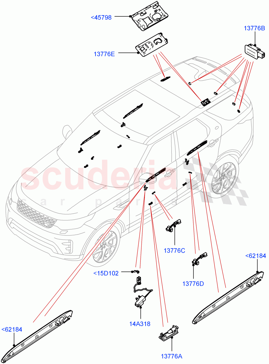 Interior Lamps(Solihull Plant Build, Door - Front/Rear)((V)FROMHA000001) of Land Rover Land Rover Discovery 5 (2017+) [3.0 DOHC GDI SC V6 Petrol]