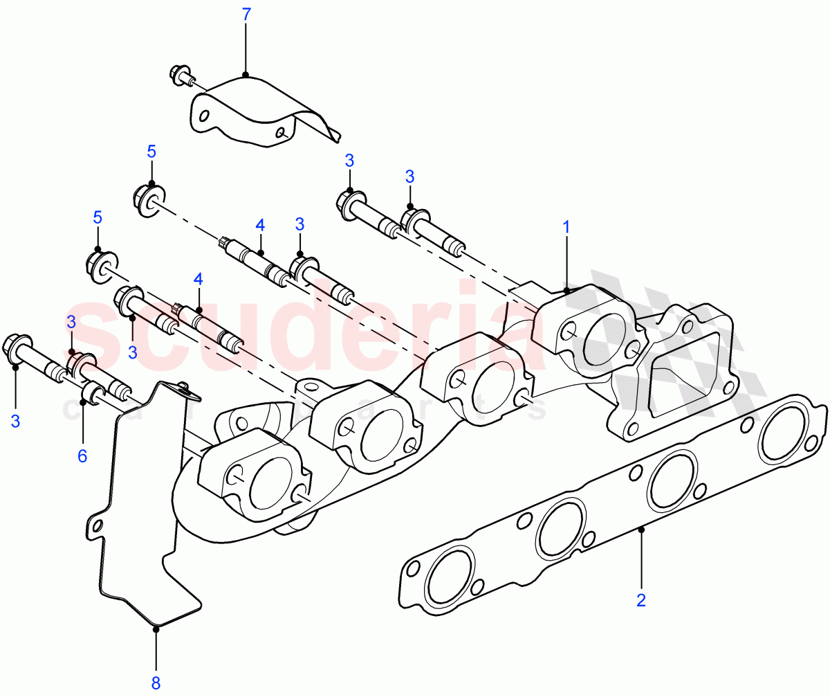 Exhaust Manifold(2.2L 16V TC I4 DSL 122PS PUMA)((V)FROMCA000001) of Land Rover Land Rover Defender (2007-2016)