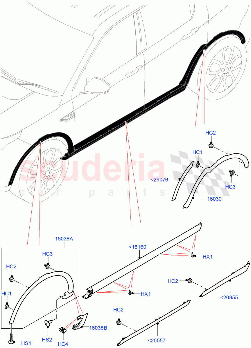 Body Mouldings(Halewood (UK)) of Land Rover Land Rover Discovery Sport (2015+) [1.5 I3 Turbo Petrol AJ20P3]
