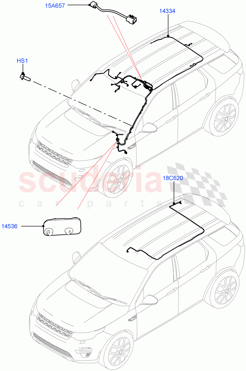 Electrical Wiring - Body And Rear(Roof)(Halewood (UK))((V)TOLH999999) of Land Rover Land Rover Discovery Sport (2015+) [2.0 Turbo Petrol AJ200P]