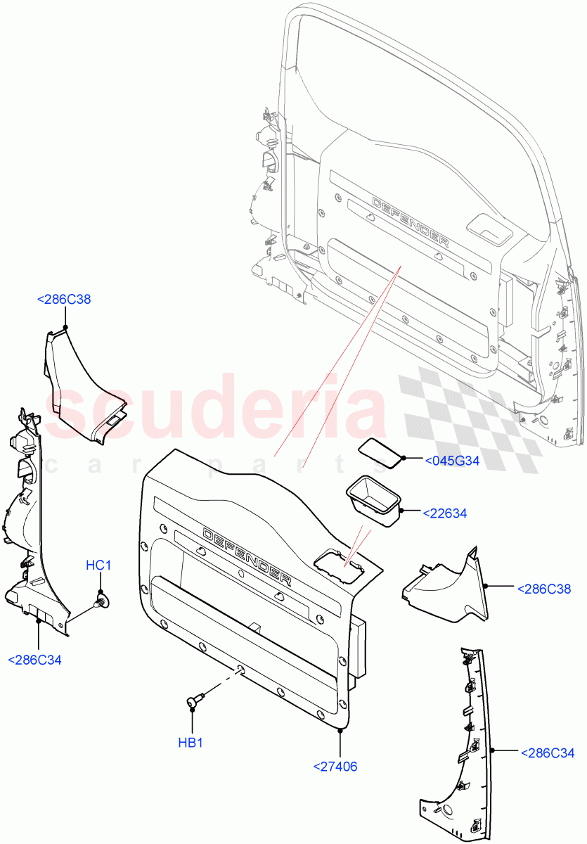 Back Door/Tailgate Trim Panels of Land Rover Land Rover Defender (2020+) [3.0 I6 Turbo Diesel AJ20D6]