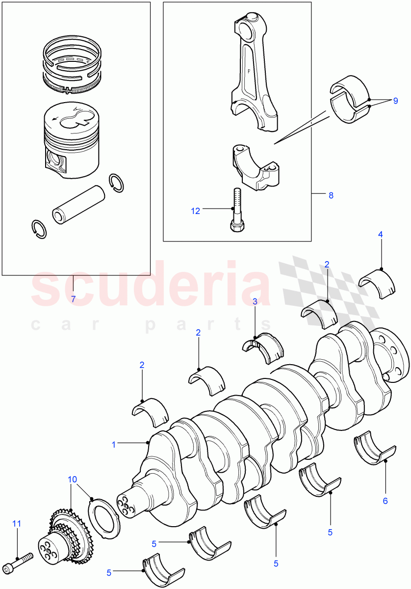 Crankshaft/Pistons And Bearings(2.2L 16V TC I4 DSL 122PS PUMA)((V)FROMCA000001) of Land Rover Land Rover Defender (2007-2016)
