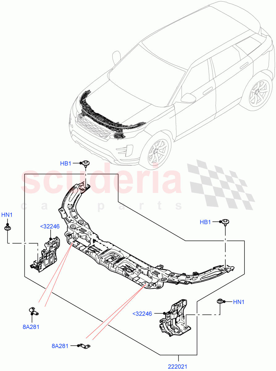 Front Panels, Aprons & Side Members(Front Panel)(Changsu (China)) of Land Rover Land Rover Range Rover Evoque (2019+) [1.5 I3 Turbo Petrol AJ20P3]