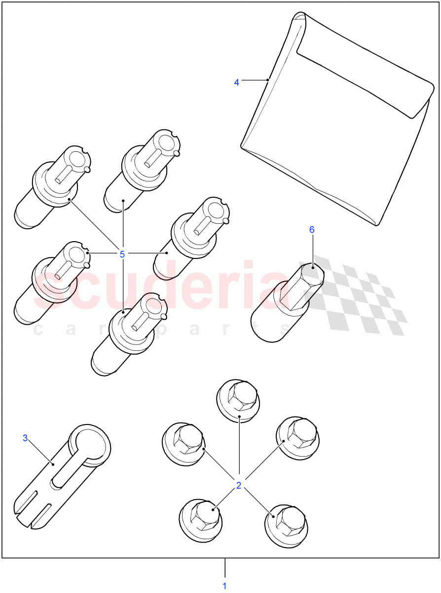 Locking Wheel Nuts((V)FROM7A000001) of Land Rover Land Rover Defender (2007-2016)