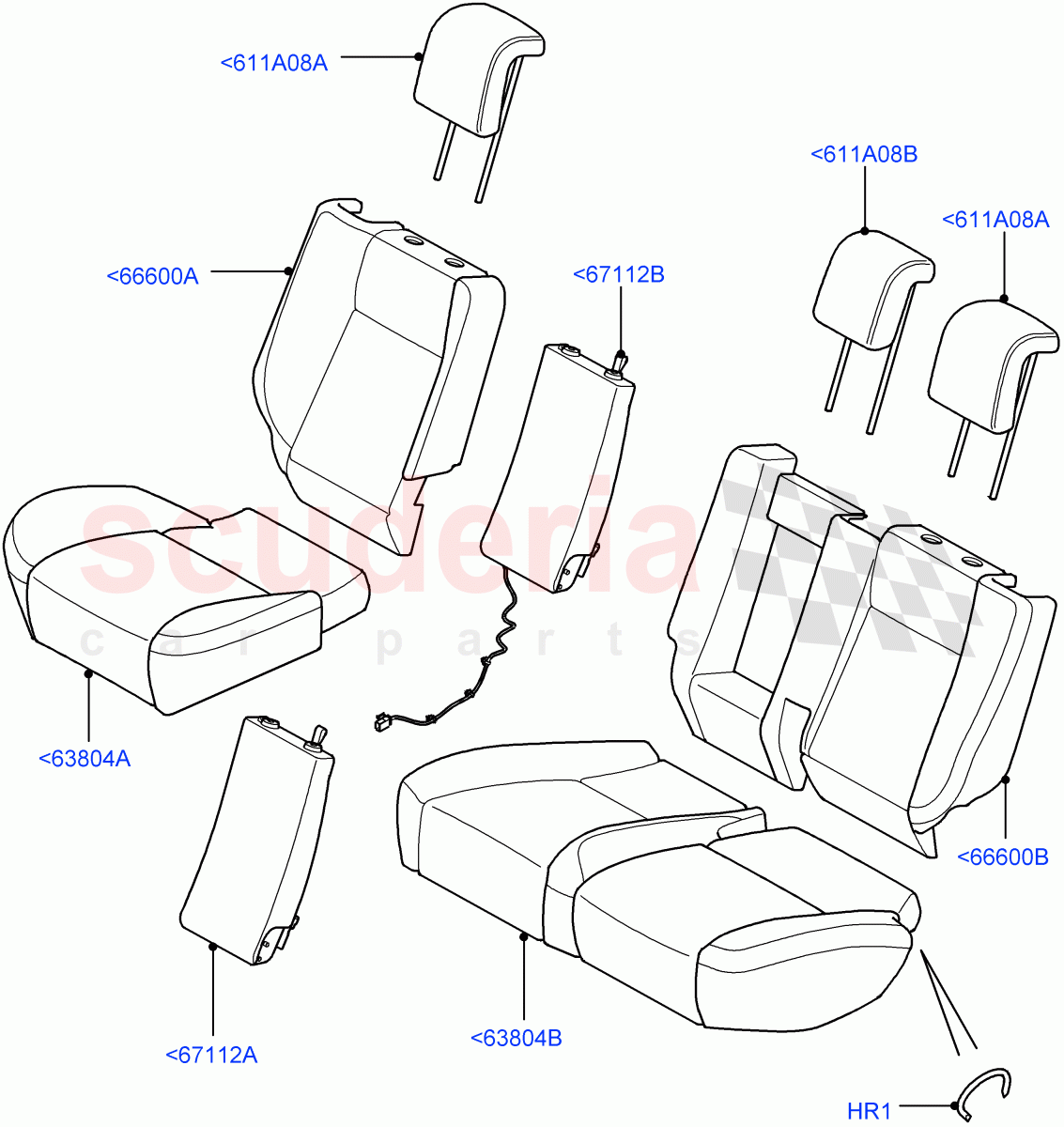 Rear Seat Covers(Leather/Alcantara)((V)FROMAA000001) of Land Rover Land Rover Range Rover Sport (2010-2013) [3.0 Diesel 24V DOHC TC]