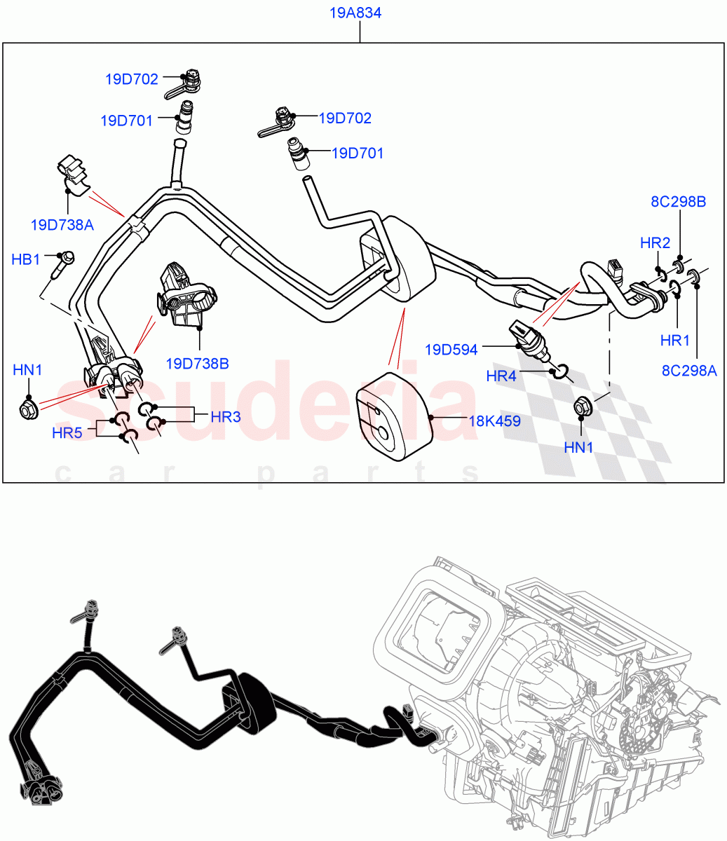 Air Conditioning System(Halewood (UK),Less Chiller Unit,Air Conditioning Refrigerant-R134A)((V)FROMGH000001,(V)TOKH999999) of Land Rover Land Rover Discovery Sport (2015+) [2.0 Turbo Petrol AJ200P]