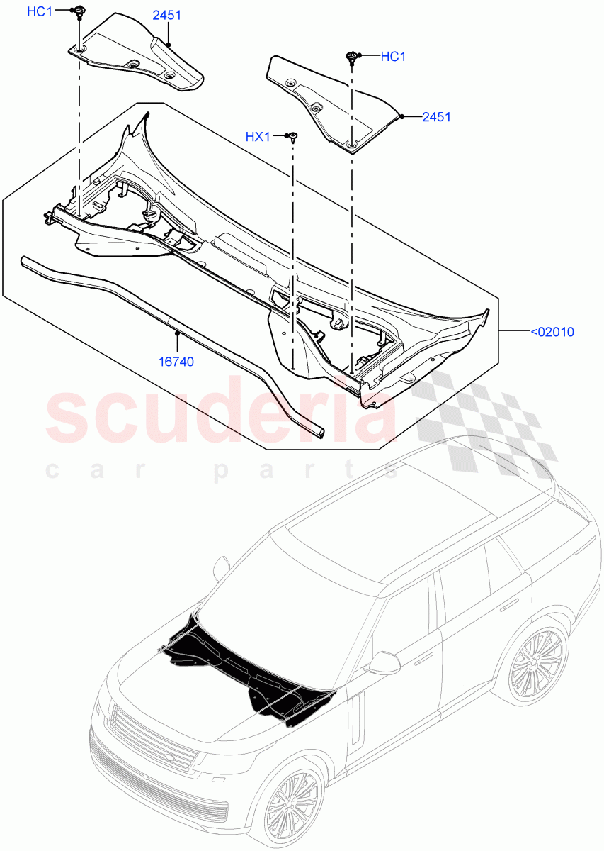 Cowl/Panel And Related Parts of Land Rover Land Rover Range Rover (2022+) [3.0 I6 Turbo Petrol AJ20P6]