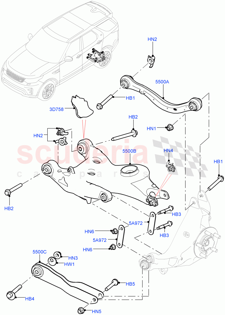 Rear Suspension Arms(Nitra Plant Build)((V)FROMK2000001) of Land Rover Land Rover Discovery 5 (2017+) [3.0 DOHC GDI SC V6 Petrol]
