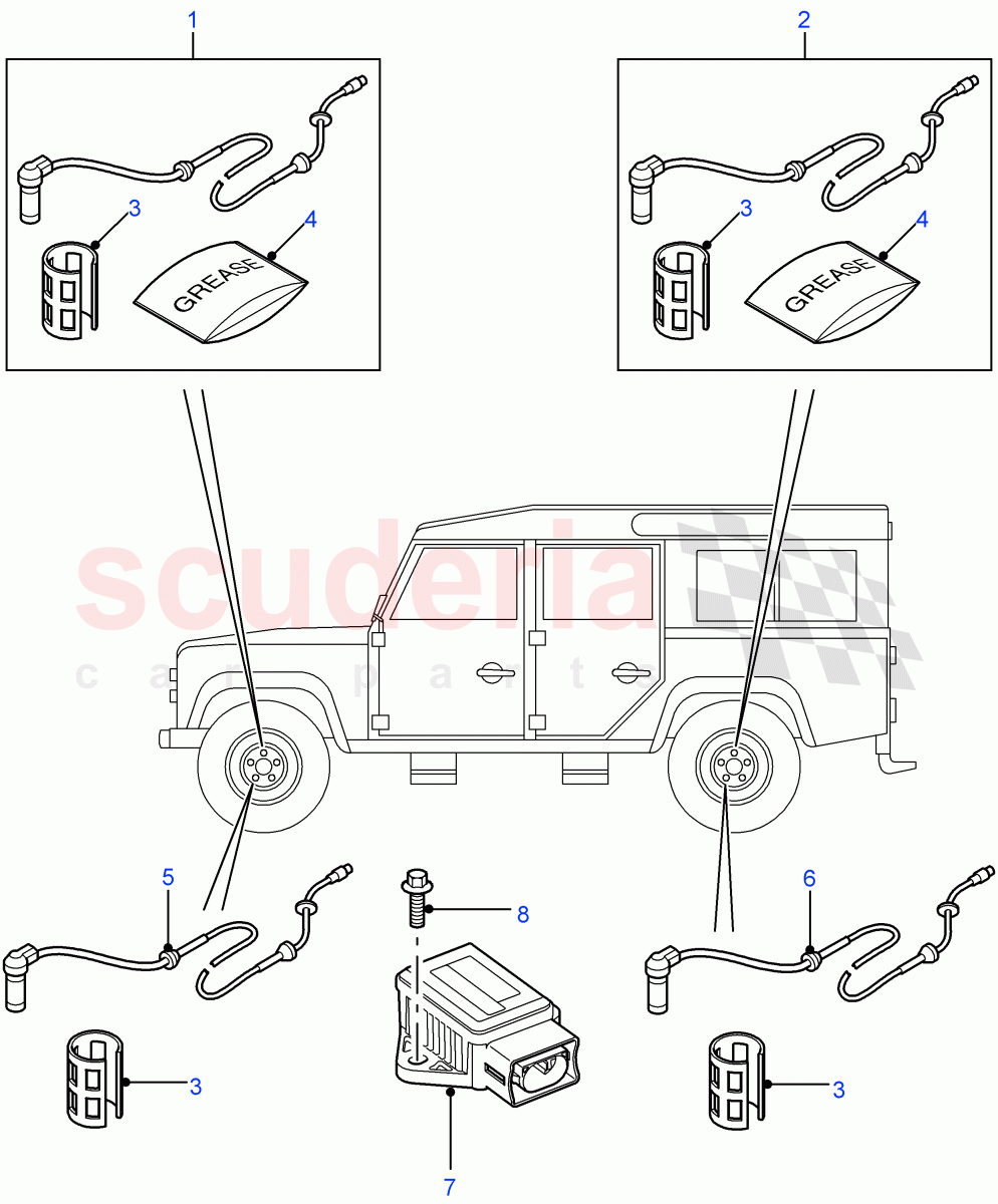 ABS Sensors(4 Wheel Anti-Lock Braking System)((V)FROM7A000001) of Land Rover Land Rover Defender (2007-2016)