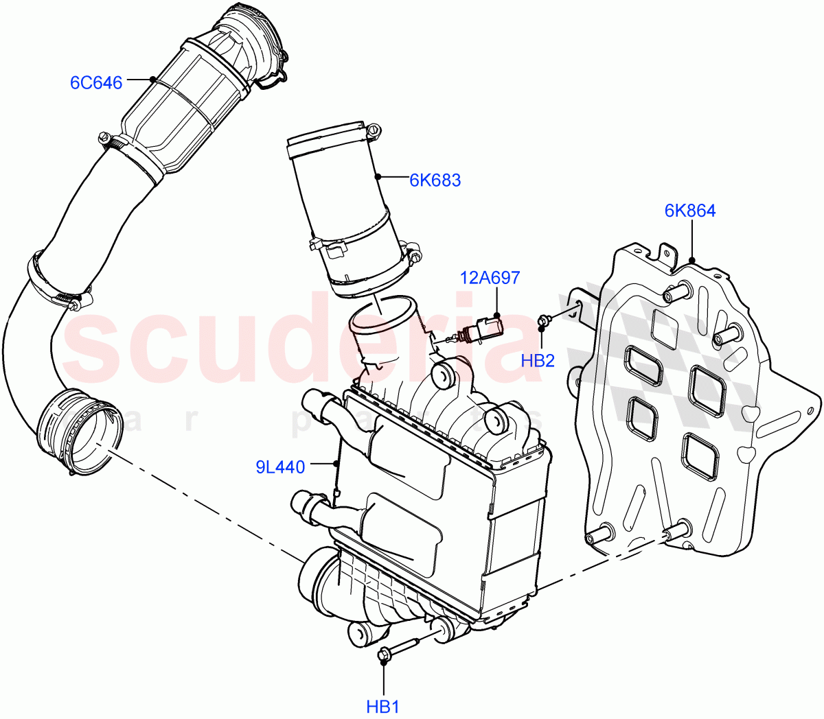 Intercooler/Air Ducts And Hoses(2.0L AJ20D4 Diesel High PTA,Halewood (UK)) of Land Rover Land Rover Range Rover Evoque (2019+) [2.0 Turbo Diesel]