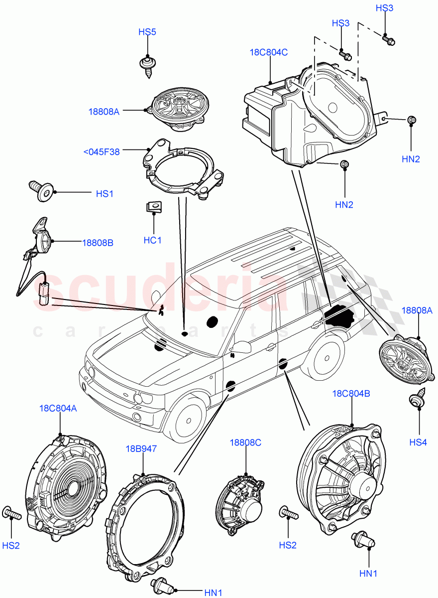 Speakers(With Premium ICE 1200W)((V)FROMAA000001) of Land Rover Land Rover Range Rover (2010-2012) [3.6 V8 32V DOHC EFI Diesel]