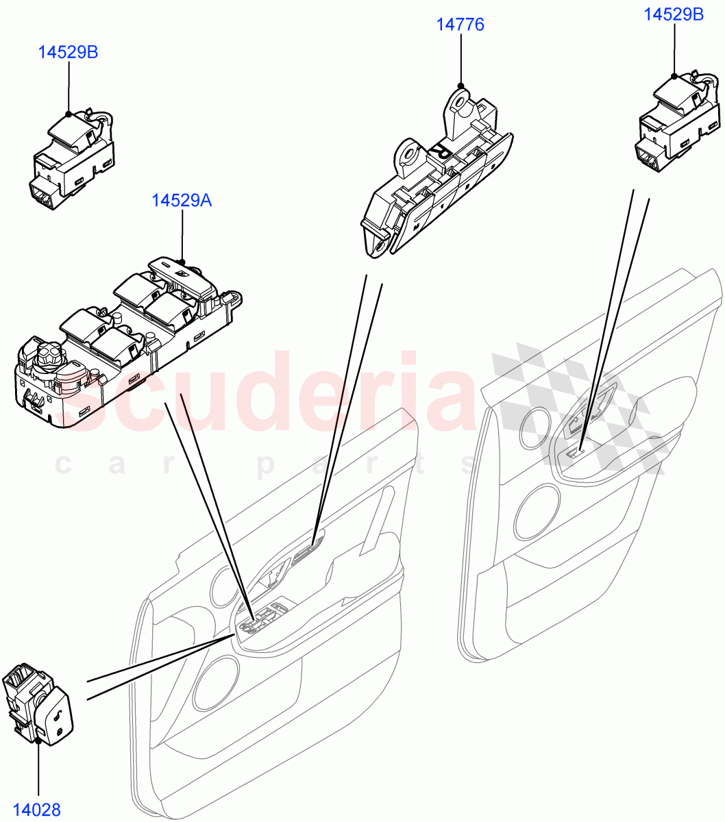 Switches(Door)(Changsu (China))((V)FROMEG000001) of Land Rover Land Rover Range Rover Evoque (2012-2018) [2.0 Turbo Petrol AJ200P]