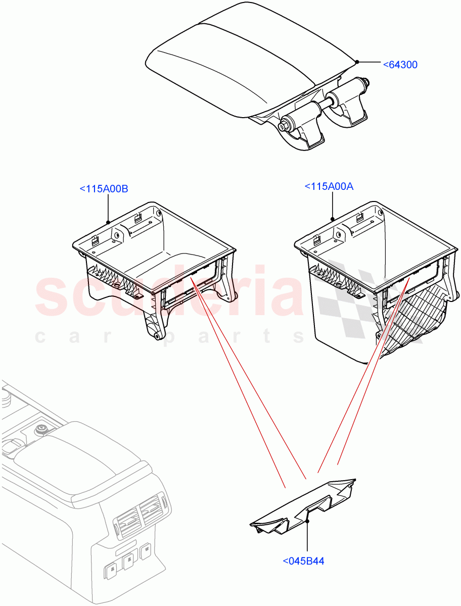 Console - Floor(For Stowage Boxes And Lids) of Land Rover Land Rover Range Rover Velar (2017+) [2.0 Turbo Diesel]