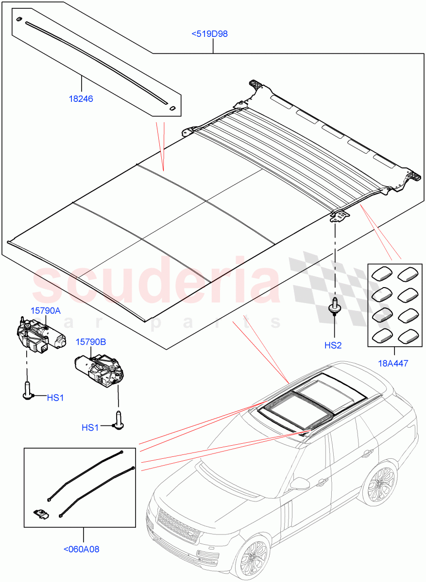 Sliding Roof Mechanism And Controls(Sun Blinds)(With Roof Conversion-Panorama Power) of Land Rover Land Rover Range Rover (2012-2021) [4.4 DOHC Diesel V8 DITC]