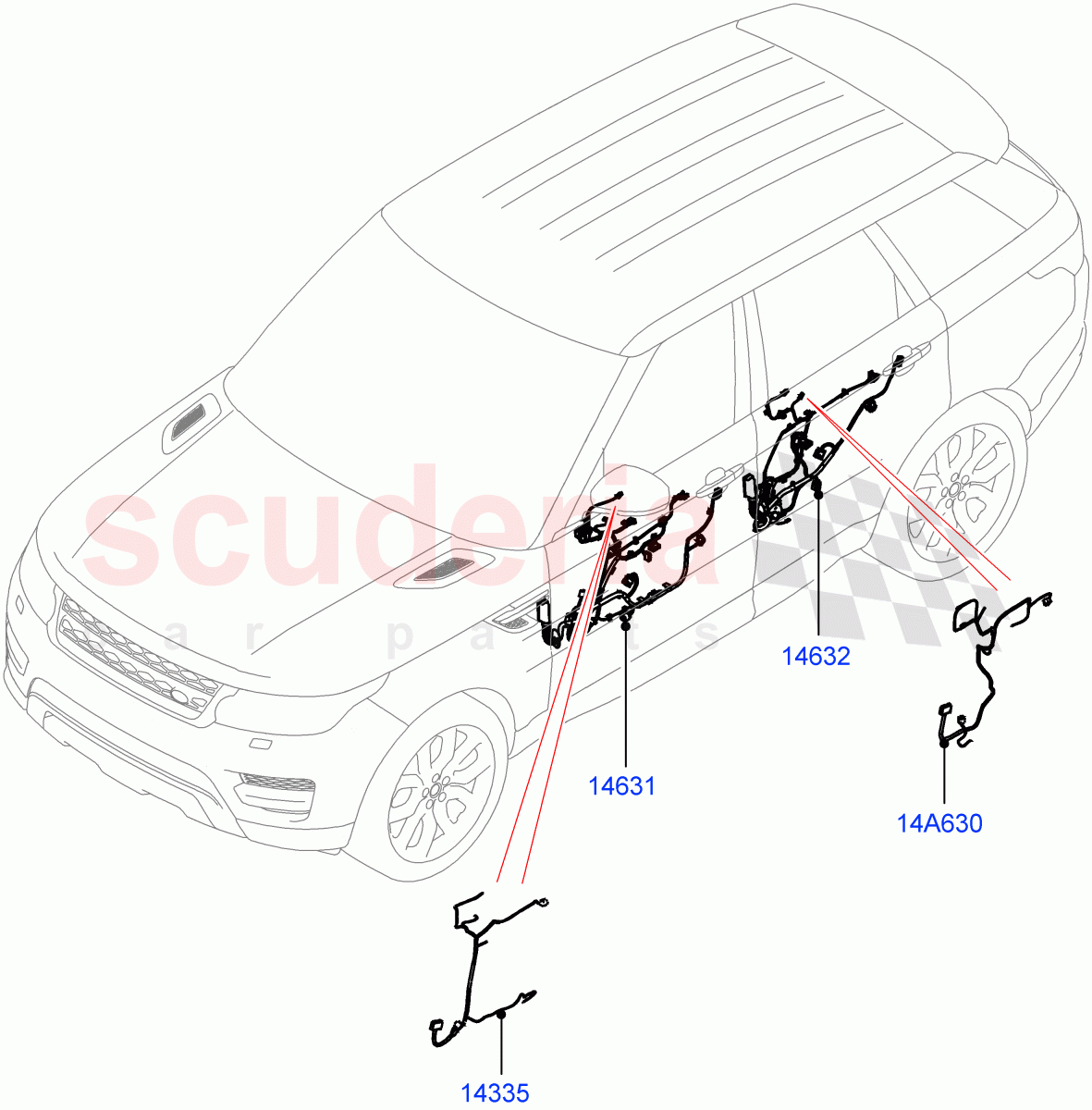 Electrical Wiring - Body And Rear(Front And Rear Door)((V)FROMKA000001) of Land Rover Land Rover Range Rover Sport (2014+) [2.0 Turbo Petrol AJ200P]