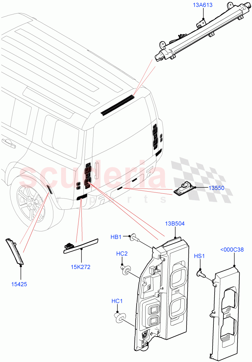 Rear Lamps of Land Rover Land Rover Defender (2020+) [5.0 OHC SGDI SC V8 Petrol]