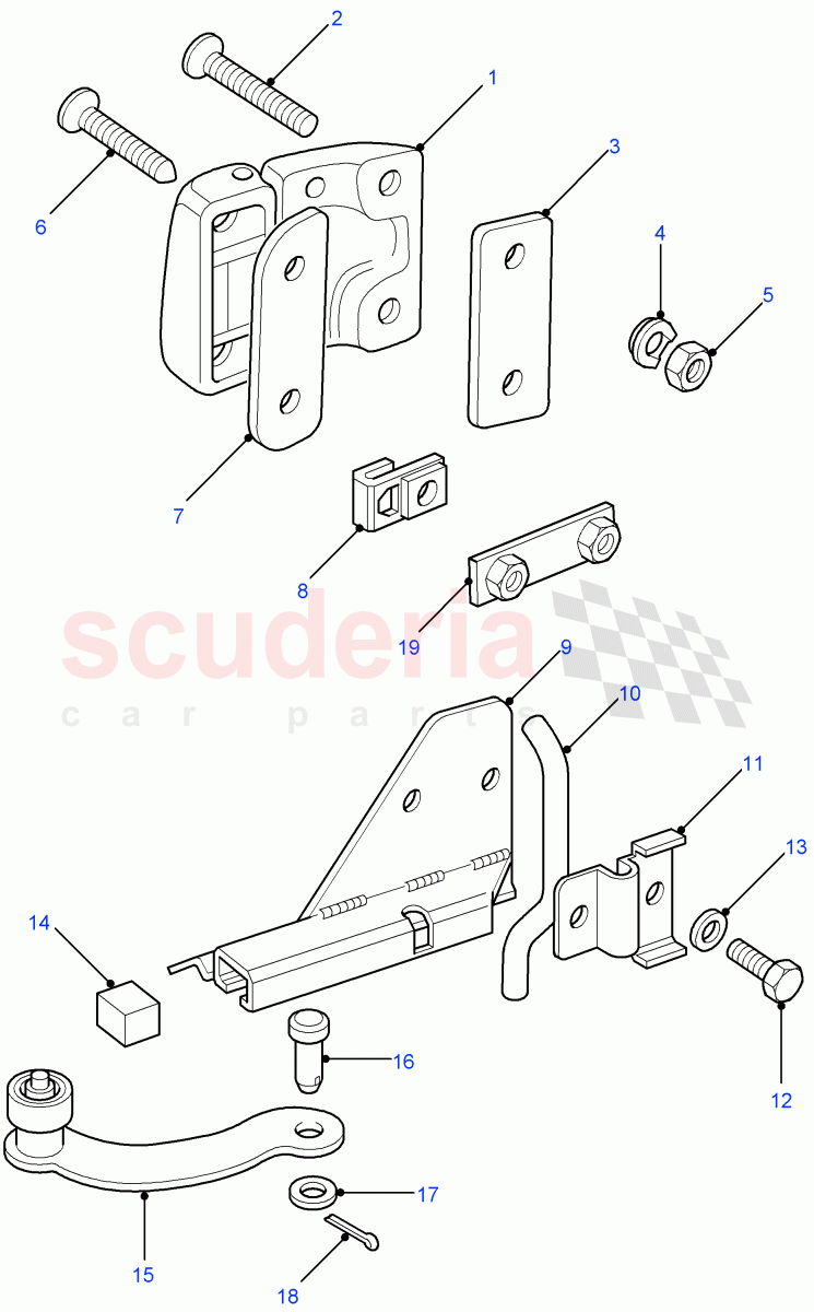 Front Door Hinges & Check Strap((V)FROM7A000001) of Land Rover Land Rover Defender (2007-2016)