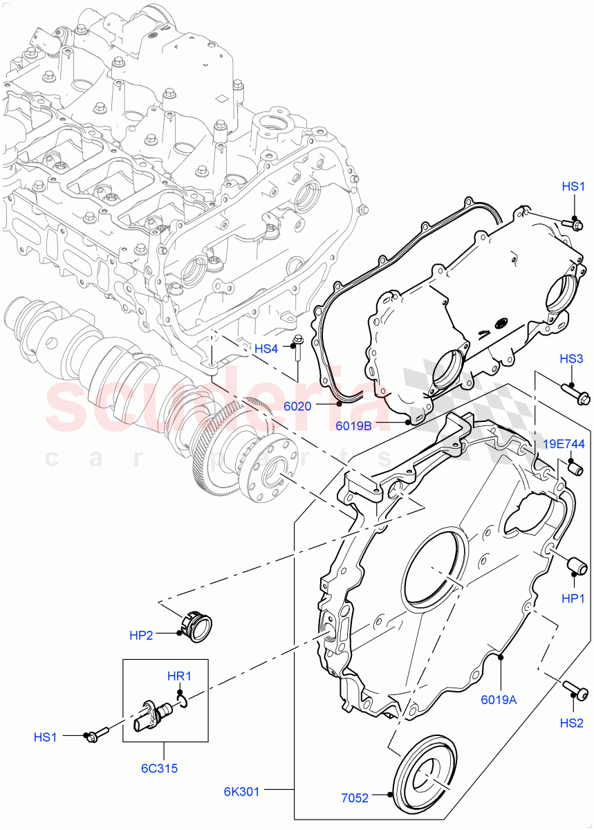 Timing Gear Covers(Nitra Plant Build)(2.0L I4 High DOHC AJ200 Petrol)((V)FROMK2000001) of Land Rover Land Rover Discovery 5 (2017+) [2.0 Turbo Petrol AJ200P]