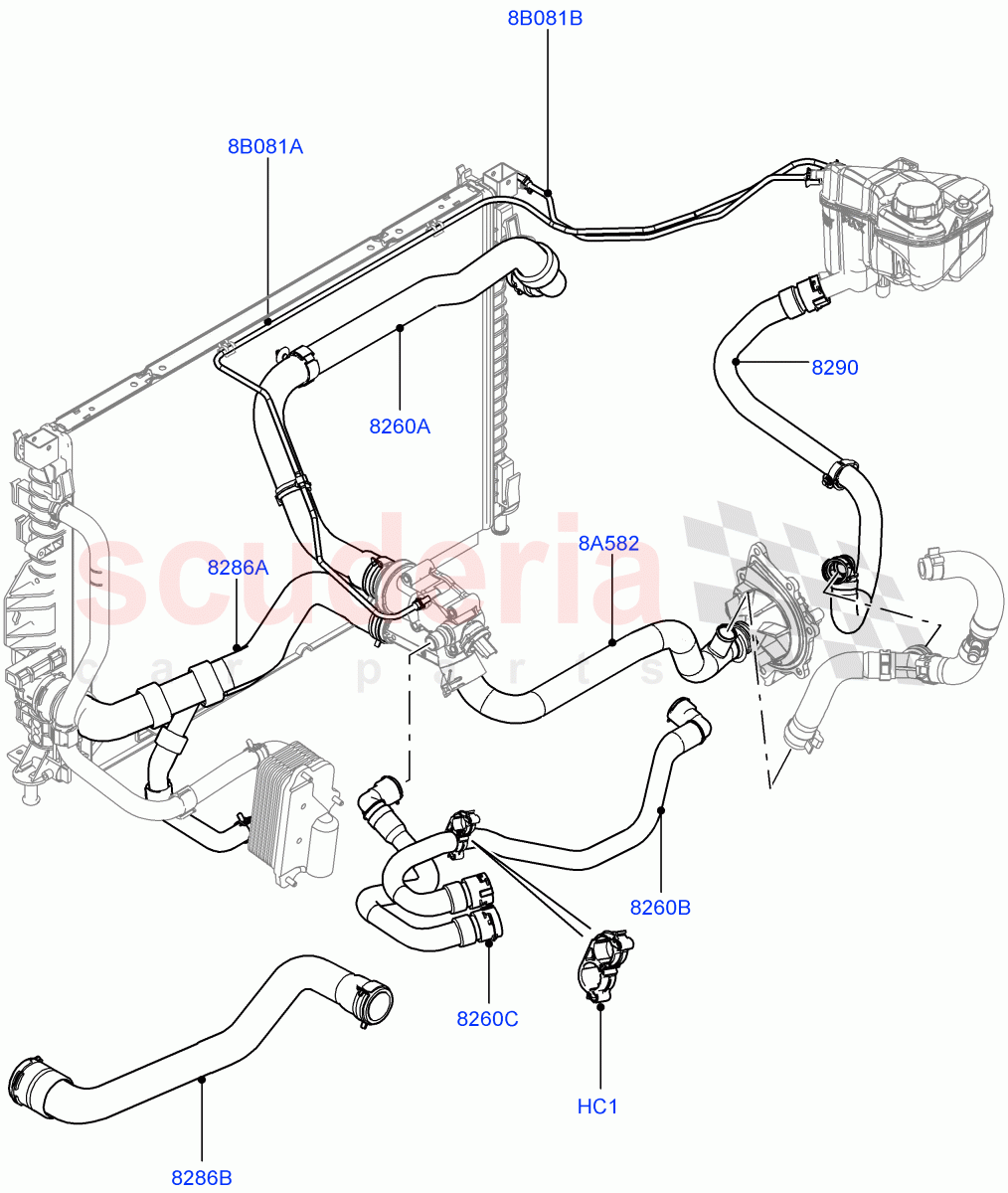 Cooling System Pipes And Hoses(2.2L CR DI 16V Diesel)((V)FROMEH000001) of Land Rover Land Rover Range Rover Evoque (2012-2018) [2.2 Single Turbo Diesel]