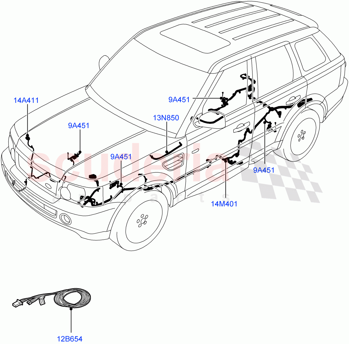 Electrical Wiring - Chassis((V)TO9A999999) of Land Rover Land Rover Range Rover Sport (2005-2009) [3.6 V8 32V DOHC EFI Diesel]