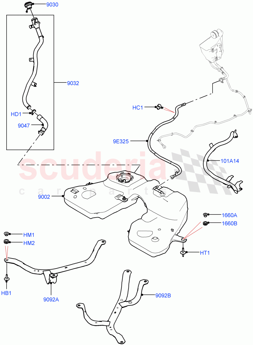 Fuel Tank & Related Parts(4.4 V8 Turbo Petrol (NC10),Fuel Tank Filler Neck - Unleaded) of Land Rover Land Rover Range Rover (2022+) [4.4 V8 Turbo Petrol NC10]