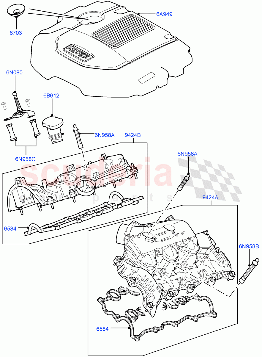 Inlet Manifold(Solihull Plant Build)(3.0 V6 Diesel)((V)FROMAA000001) of Land Rover Land Rover Range Rover Sport (2014+) [3.0 Diesel 24V DOHC TC]