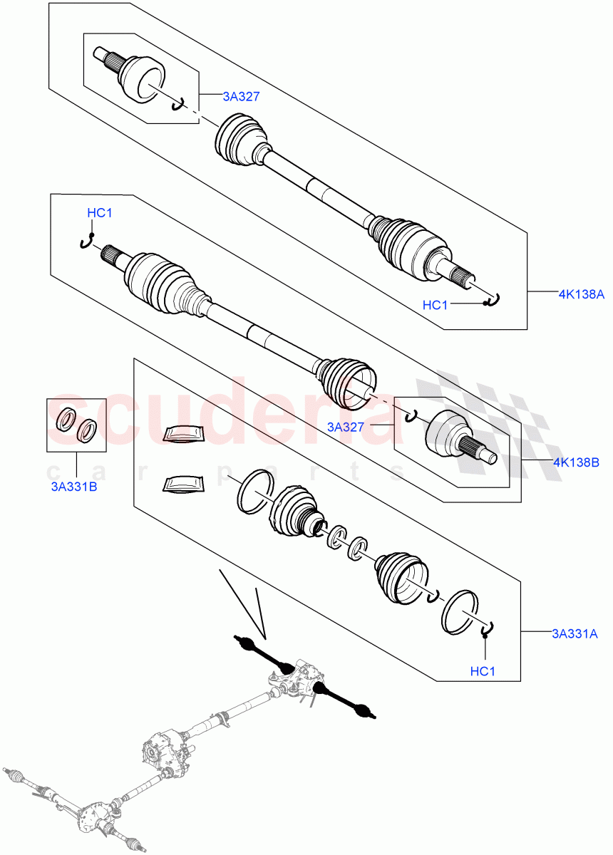 Drive Shaft - Rear Axle Drive(Driveshaft) of Land Rover Land Rover Range Rover (2012-2021) [3.0 DOHC GDI SC V6 Petrol]