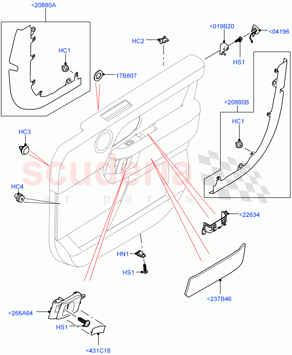 Front Door Trim Installation(Finishers And Mouldings)((V)FROMJA000001) of Land Rover Land Rover Range Rover (2012-2021) [2.0 Turbo Petrol AJ200P]