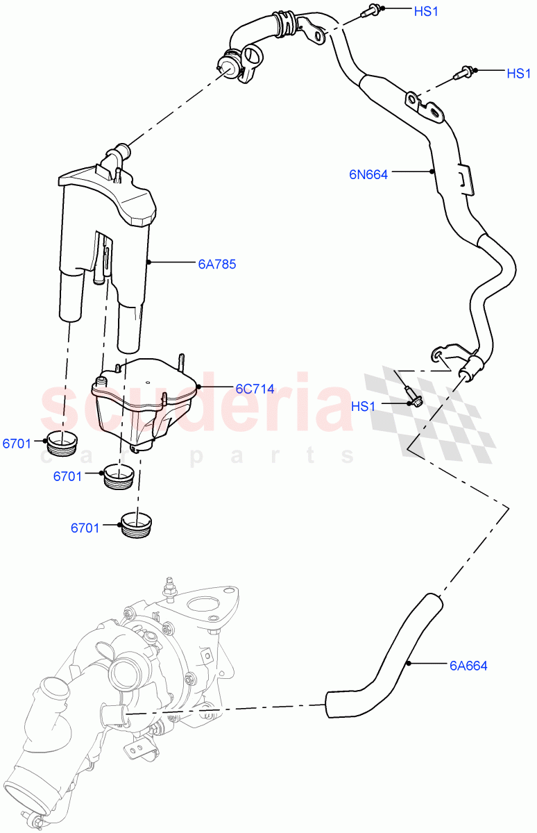 Emission Control - Crankcase(Solihull Plant Build, Engine Ventilation)(3.0 V6 D Gen2 Twin Turbo)((V)FROMFA000001) of Land Rover Land Rover Discovery 5 (2017+) [3.0 Diesel 24V DOHC TC]