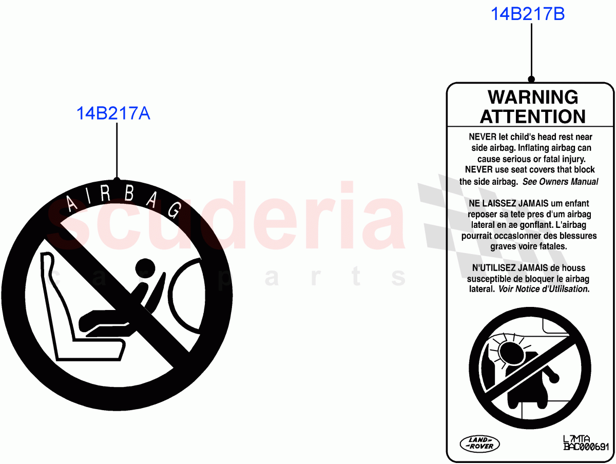 Labels(Air Bag)(Itatiaia (Brazil))((V)FROMGT000001) of Land Rover Land Rover Range Rover Evoque (2012-2018) [2.0 Turbo Diesel]