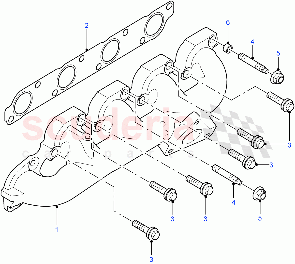 Exhaust Manifold(2.4L Duratorq-TDCi HPCR(140PS)-Puma)((V)FROM7A000001,(V)TOBA999999) of Land Rover Land Rover Defender (2007-2016)