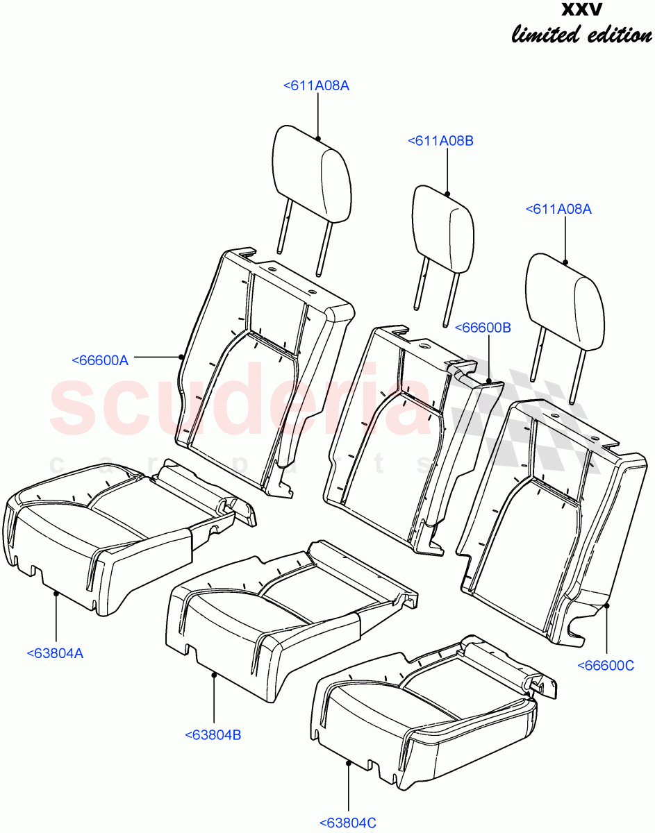 Rear Seat Covers(XXV Anniversary LE,With 35/30/35 Split Fold Rear Seat)((V)FROMEA000001) of Land Rover Land Rover Discovery 4 (2010-2016) [4.0 Petrol V6]