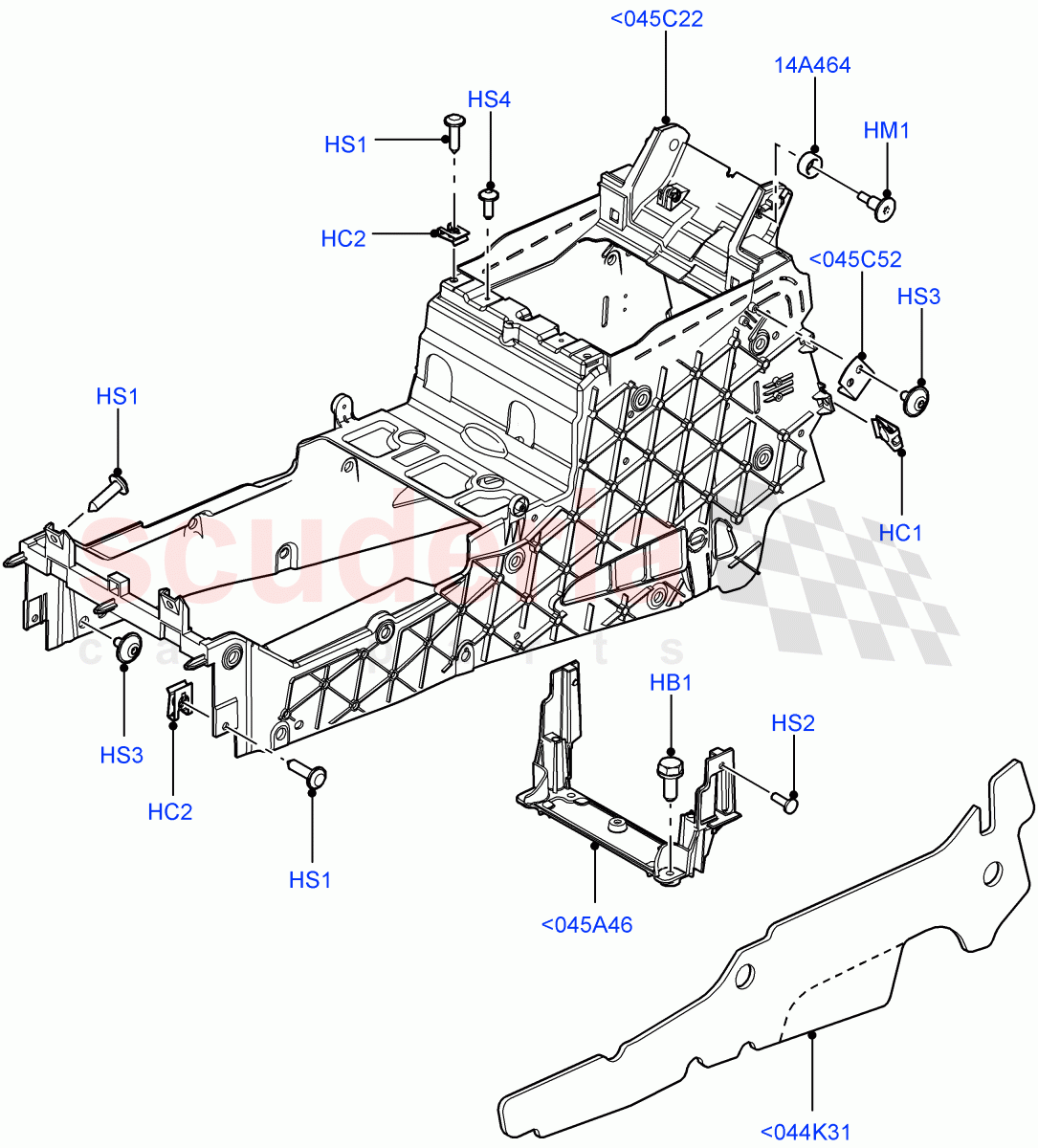 Console - Floor(Internal Components, For Carrier Assy)((V)FROMAA000001) of Land Rover Land Rover Range Rover (2010-2012) [3.6 V8 32V DOHC EFI Diesel]