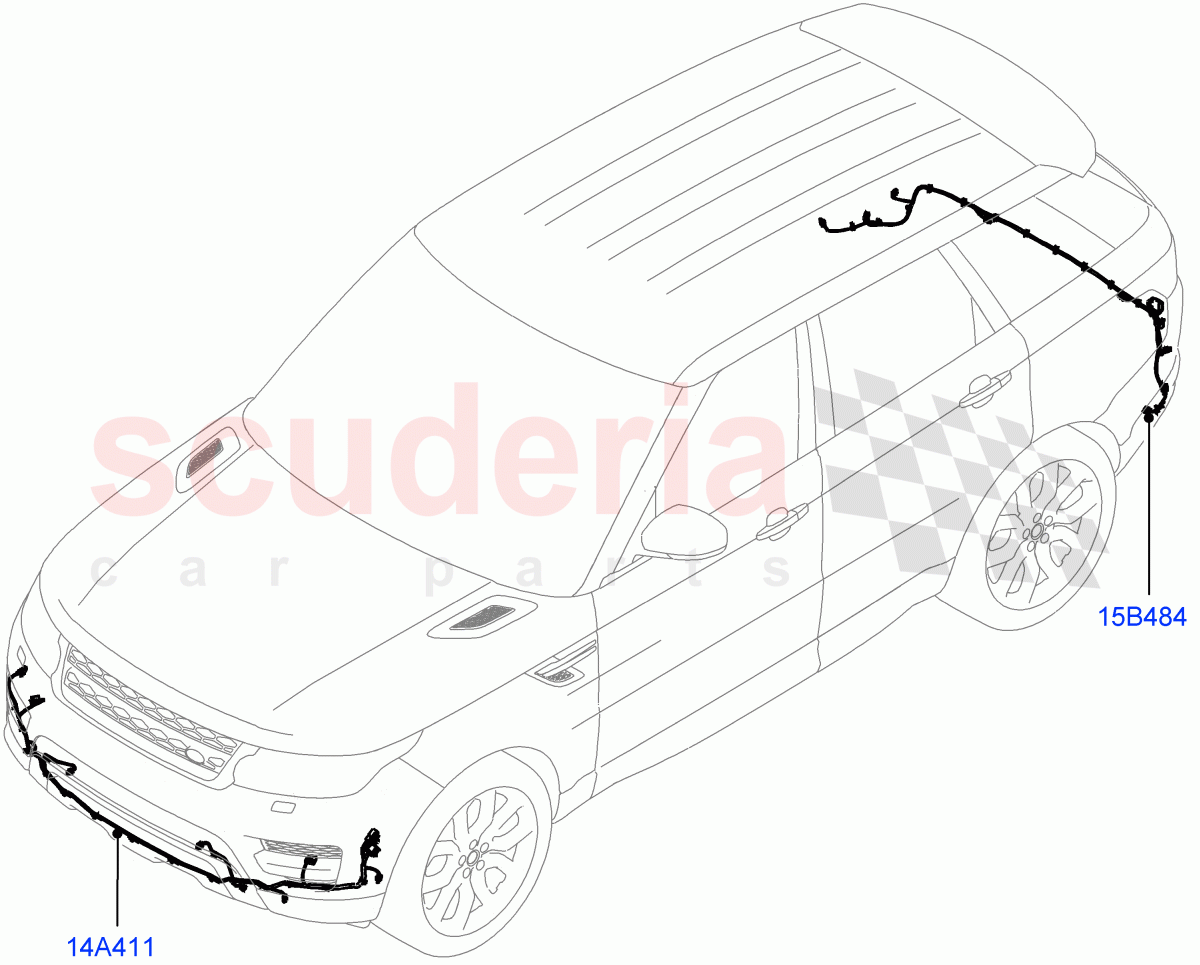 Electrical Wiring - Body And Rear(Bumper)(SVR Version,SVR)((V)FROMFA000001) of Land Rover Land Rover Range Rover Sport (2014+) [2.0 Turbo Diesel]