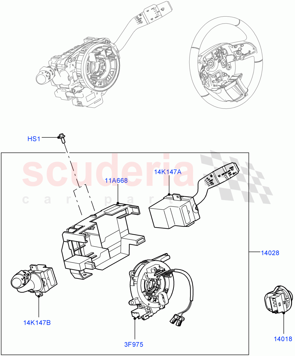 Switches(Nitra Plant Build, Steering Column)((V)FROMK2000001) of Land Rover Land Rover Discovery 5 (2017+) [3.0 I6 Turbo Petrol AJ20P6]
