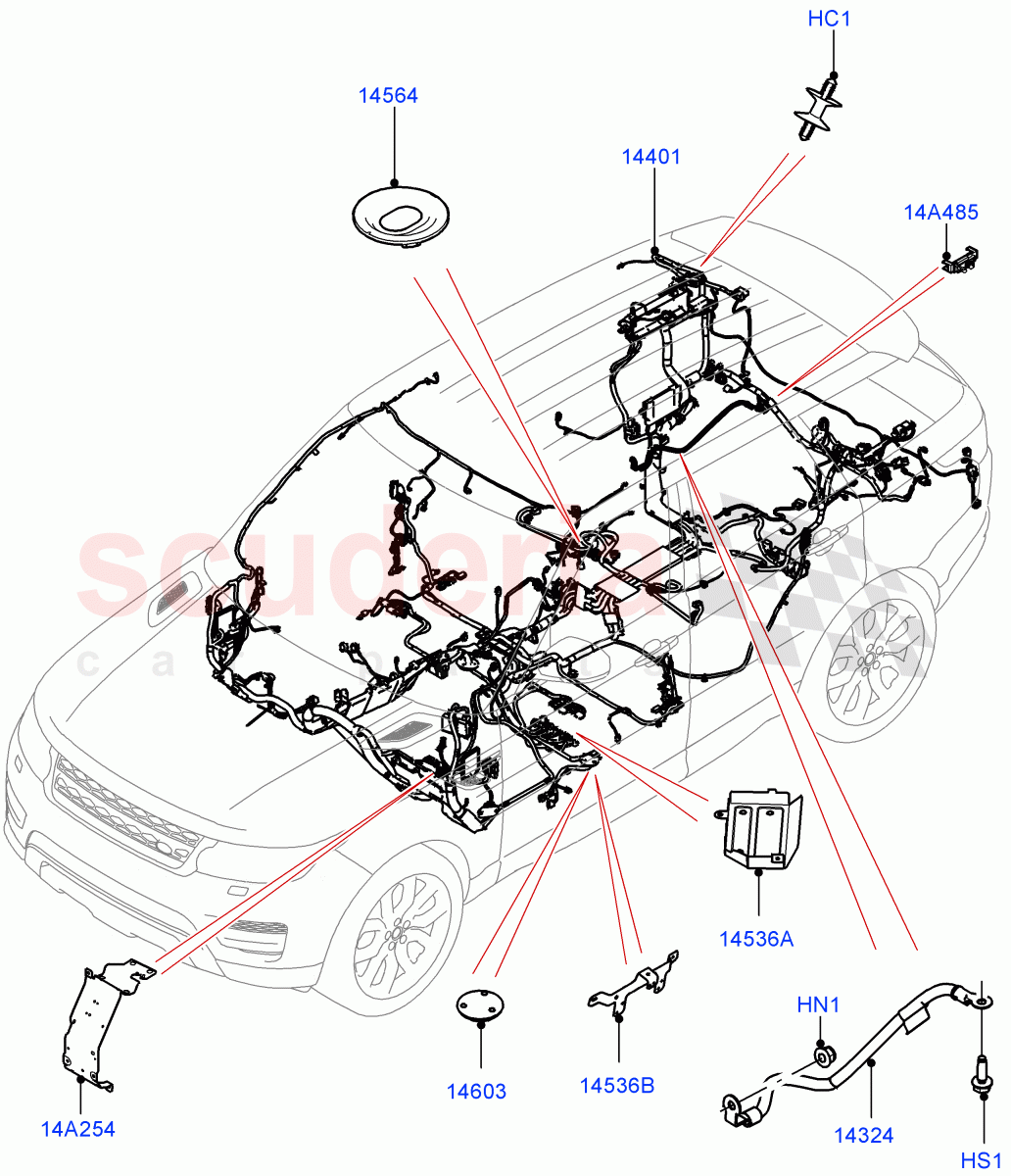 Electrical Wiring - Engine And Dash(Main Harness)((V)FROMFA000001,(V)TOFA999999) of Land Rover Land Rover Range Rover Sport (2014+) [3.0 I6 Turbo Diesel AJ20D6]