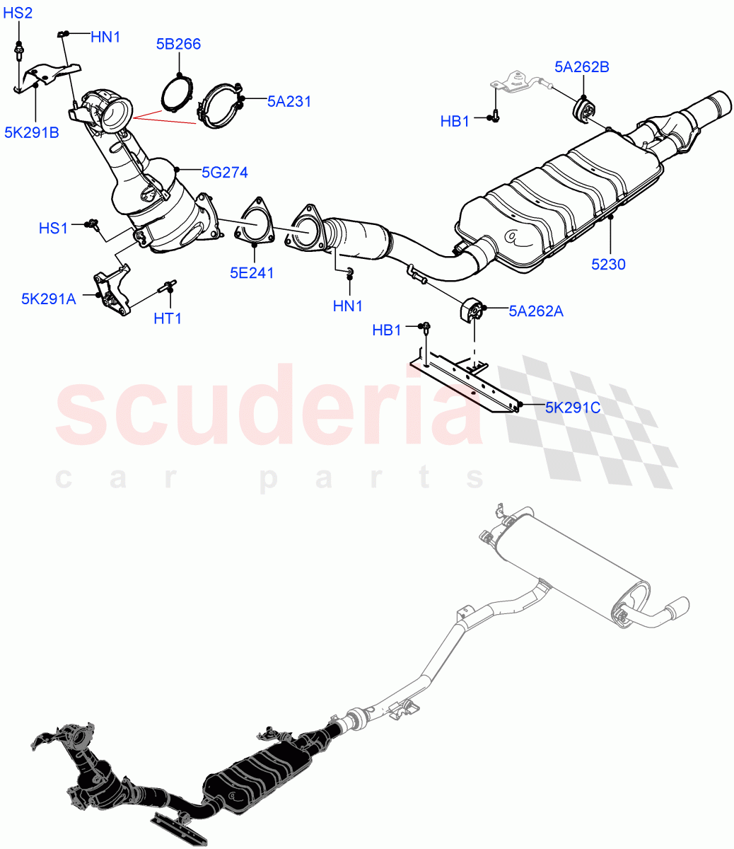 Front Exhaust System(2.0L I4 DSL MID DOHC AJ200,Euro Stage 4 Emissions,2.0L I4 DSL HIGH DOHC AJ200)((V)FROMHH000001) of Land Rover Land Rover Discovery Sport (2015+) [2.0 Turbo Diesel]