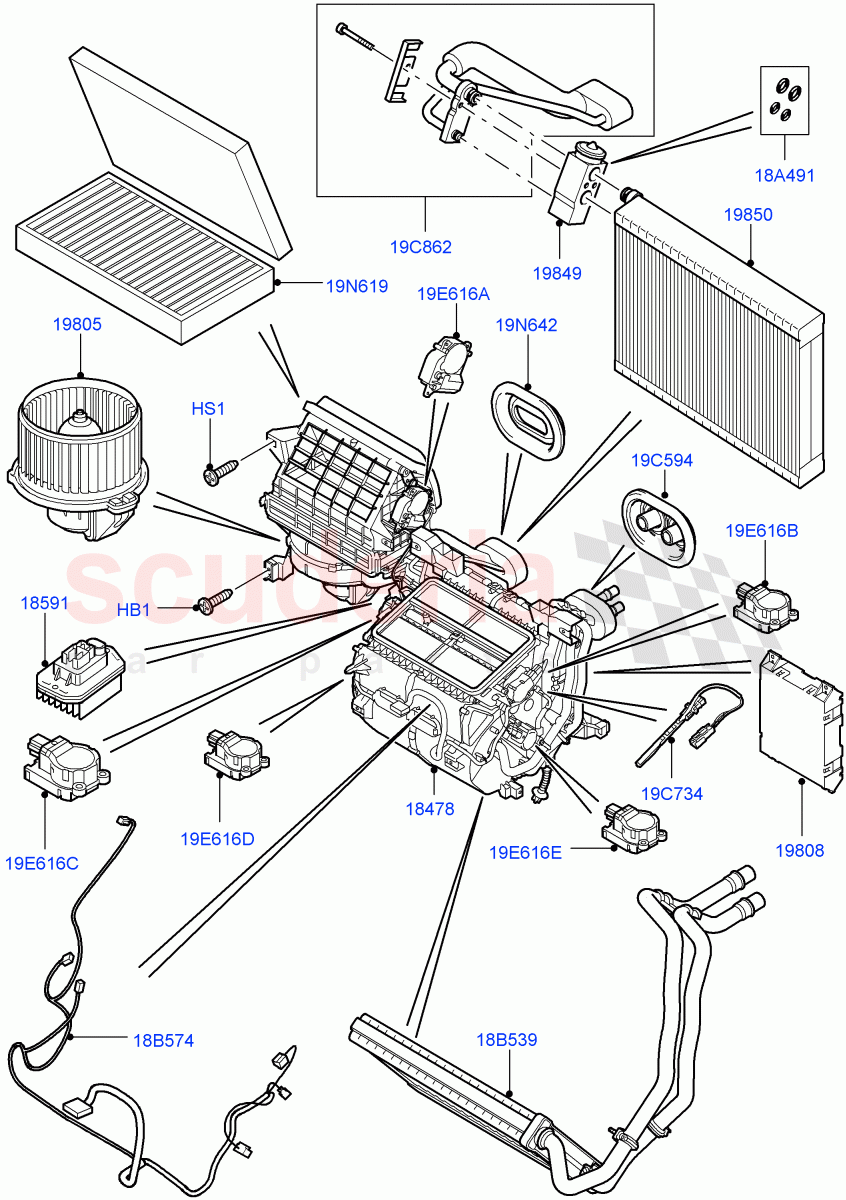 Heater/Air Cond.Internal Components((V)FROMAA000001) of Land Rover Land Rover Range Rover Sport (2010-2013) [5.0 OHC SGDI SC V8 Petrol]