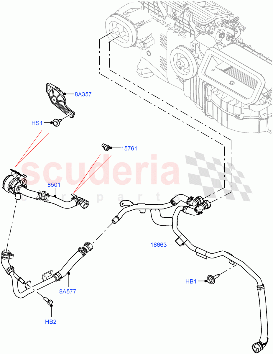 Heater Hoses(3.0L AJ20D6 Diesel High,With Ptc Heater,3 Zone Air Conditioning + Chiller,Less Heater,Pre-Condition w/oFuel Operated Heat,With Air Conditioning - Front/Rear,With Front Comfort Air Con (IHKA))((V)FROMM2000001) of Land Rover Land Rover Defender (2020+) [3.0 I6 Turbo Petrol AJ20P6]