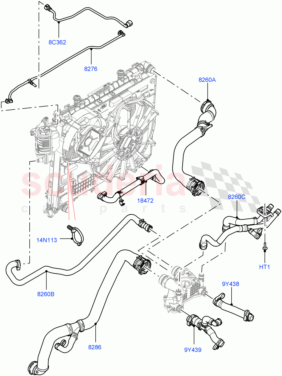 Cooling System Pipes And Hoses(4.4L DOHC DITC V8 Diesel)((V)TOJA999999) of Land Rover Land Rover Range Rover Sport (2014+) [4.4 DOHC Diesel V8 DITC]