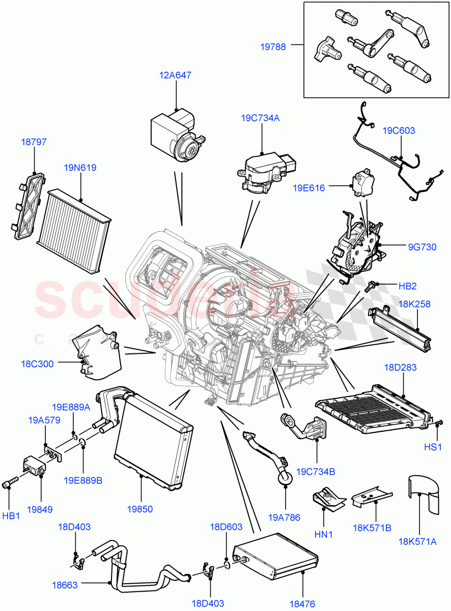 Heater/Air Cond.Internal Components(Itatiaia (Brazil))((V)FROMGT000001) of Land Rover Land Rover Range Rover Evoque (2012-2018) [2.0 Turbo Petrol GTDI]