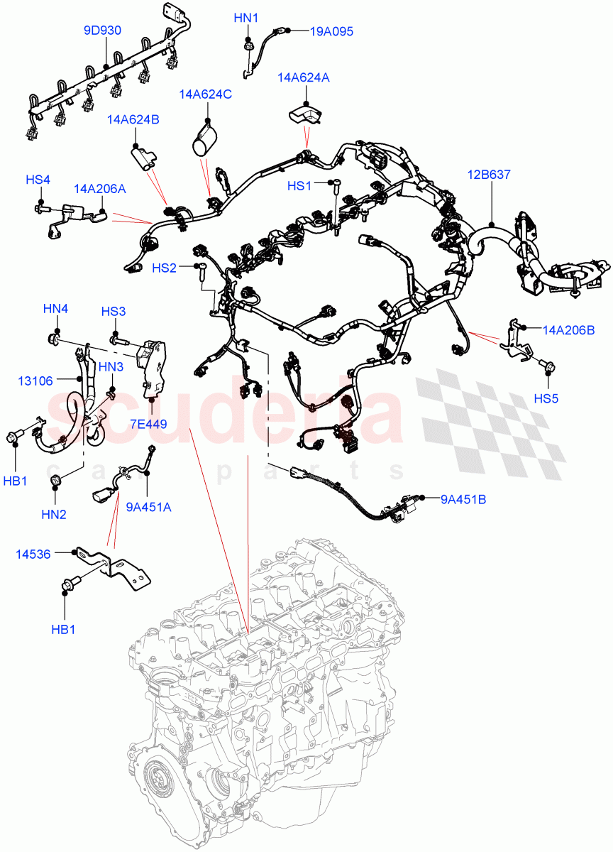 Electrical Wiring - Engine And Dash(3.0L AJ20P6 Petrol High)((V)FROMKA000001) of Land Rover Land Rover Range Rover Sport (2014+) [3.0 DOHC GDI SC V6 Petrol]