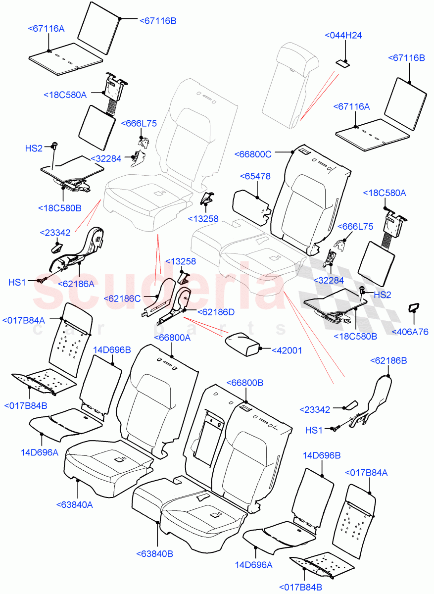 Rear Seat Pads/Valances & Heating(Version - Core,Non SVR) of Land Rover Land Rover Range Rover Sport (2014+) [3.0 I6 Turbo Petrol AJ20P6]