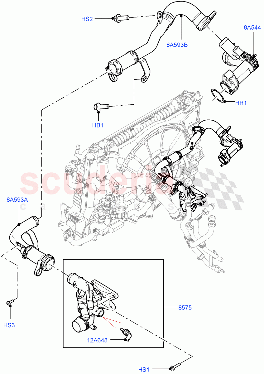 Thermostat/Housing & Related Parts(2.0L AJ21D4 Diesel Mid)((V)FROMMA000001) of Land Rover Land Rover Range Rover Velar (2017+) [2.0 Turbo Diesel AJ21D4]