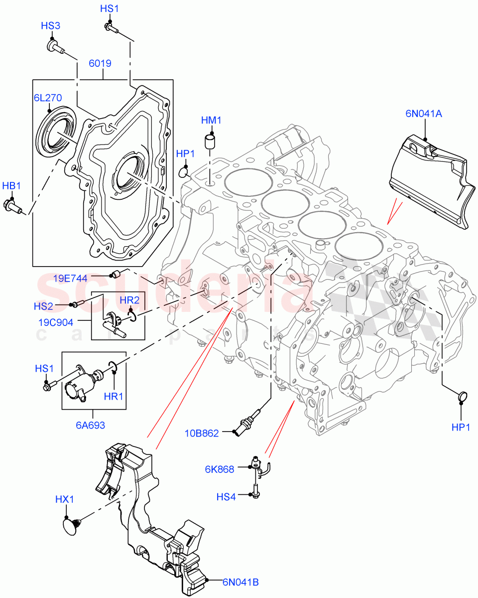 Cylinder Block And Plugs(2.0L AJ20D4 Diesel Mid PTA,Itatiaia (Brazil))((V)FROMLT000001) of Land Rover Land Rover Discovery Sport (2015+) [2.0 Turbo Diesel]