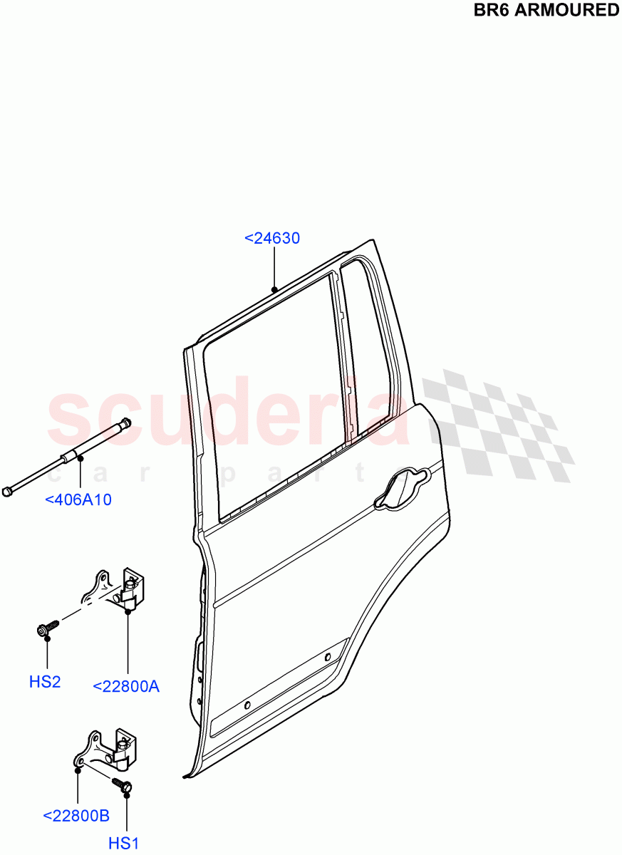 Rear Doors, Hinges & Weatherstrips(With B6 Level Armouring)((V)FROMAA000001) of Land Rover Land Rover Range Rover (2010-2012) [4.4 DOHC Diesel V8 DITC]