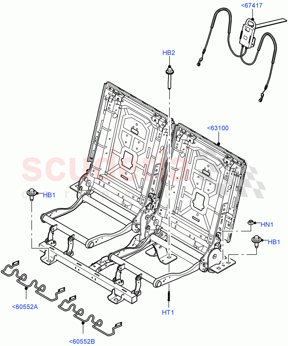 Rear Seat Base(With 3rd Row Double Seat) of Land Rover Land Rover Defender (2020+) [3.0 I6 Turbo Petrol AJ20P6]