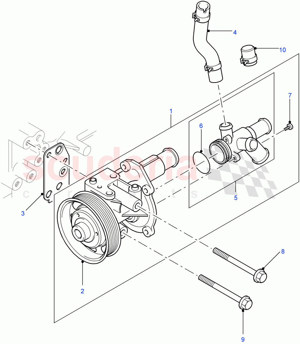 Water Pump(2.4L Duratorq-TDCi HPCR(140PS)-Puma)((V)FROM7A000001,(V)TOBA999999) of Land Rover Land Rover Defender (2007-2016)